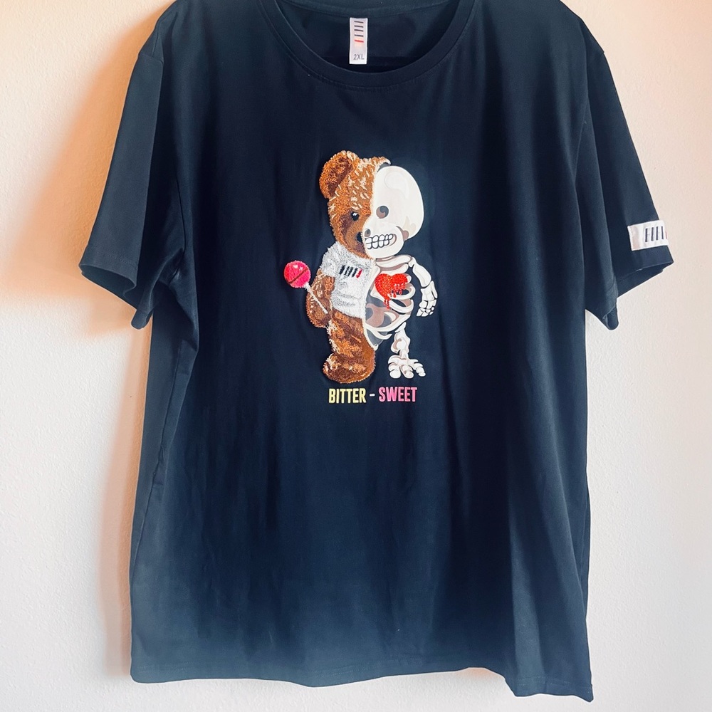 Bitter-Sweet Tee New Bear Skeleton Bitter Sweet graphic Fashion T-Shirt Size 2XL